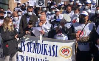 ESTRAM işçileri belediyeyi protesto etti