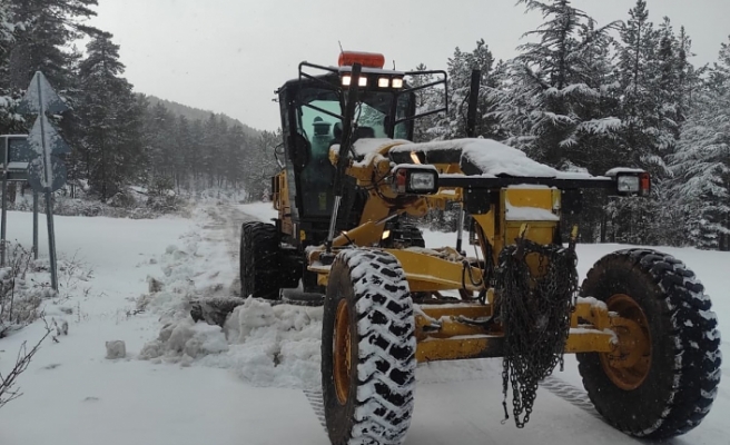 Eskişehir'de kar etkisini gösterdi Büyükşehir ekipleri kırsalda yolları temizledi